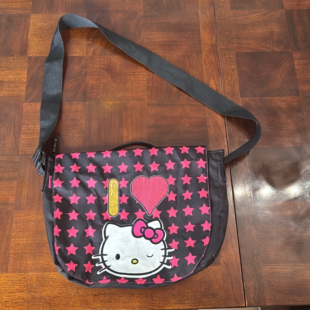 Hello Kitty by Sanrio Black Pink Messenger Bag School Crossbody